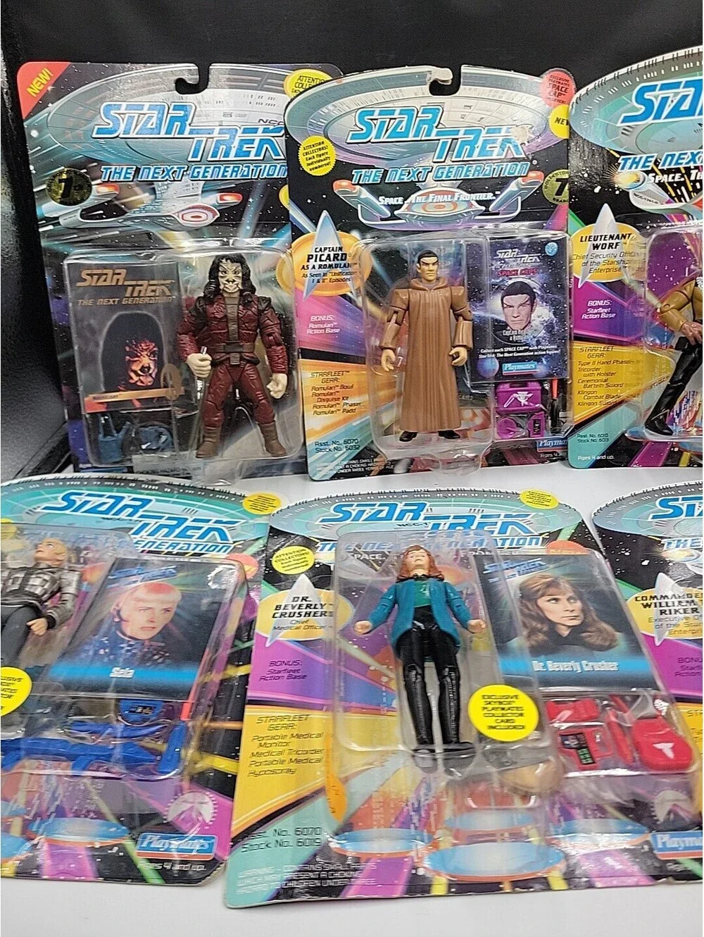 Star Trek The Next Generation Vintage Playmates Action Figure Lot of 6 NIP